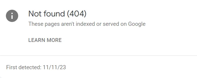 Does a 404 Page Hurt SEO? Not Found 404 notification under Google Search Console Page indexing option